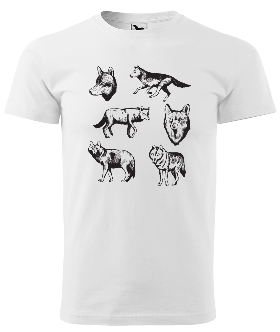 Dětské tričko s vlkem - Vlci Velikost: 10 let / 146 cm, Barva: Bílá (00), Délka rukávu: Krátký rukáv