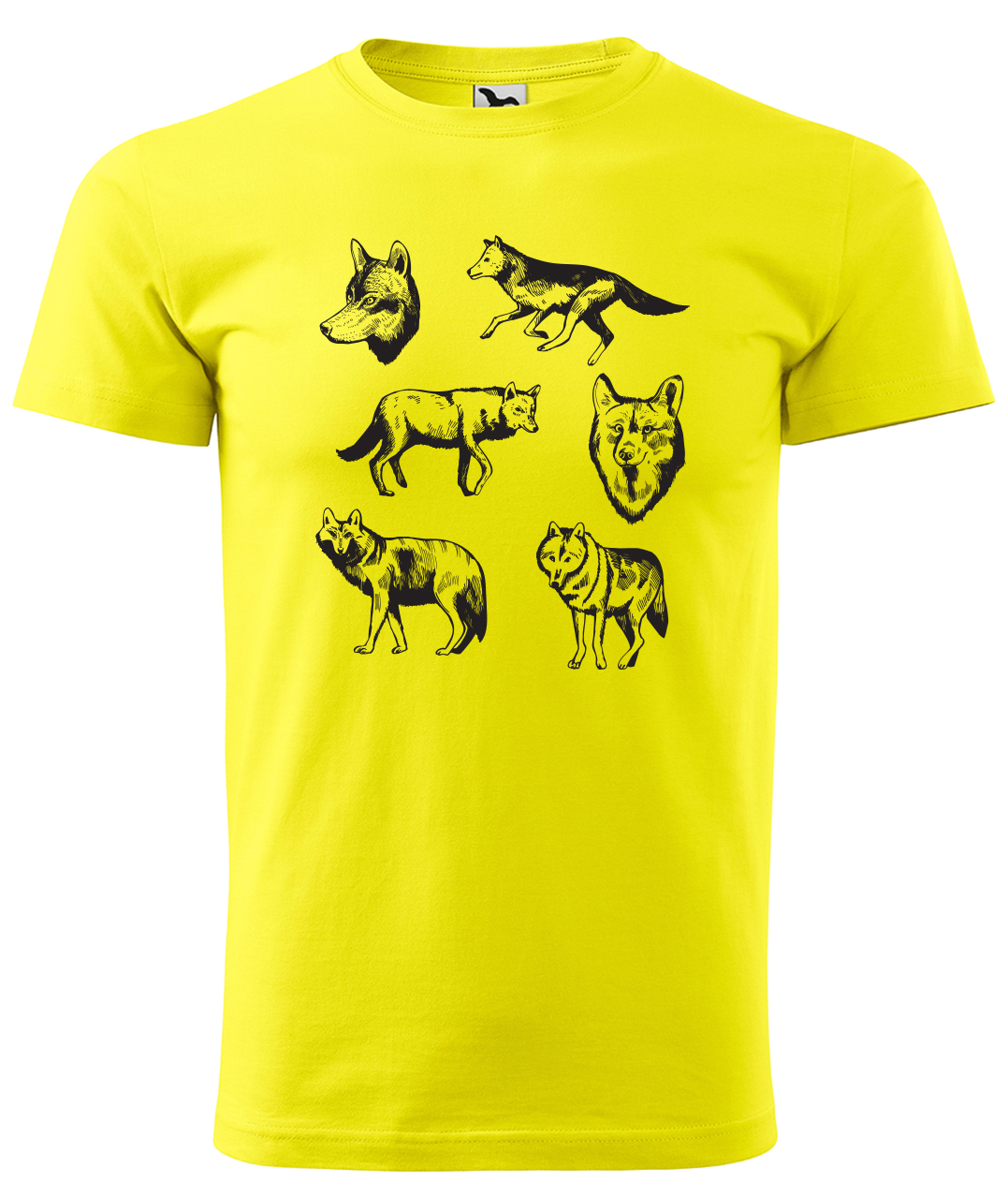 Dětské tričko s vlkem - Vlci Velikost: 4 roky / 110 cm, Barva: Žlutá (04), Délka rukávu: Krátký rukáv