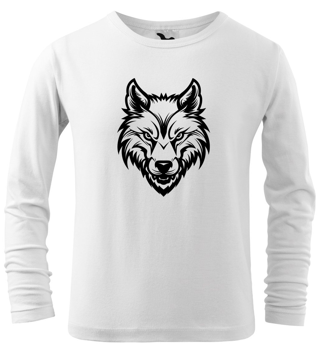 Dětské tričko s vlkem - Alfa samec (dlouhý rukáv) Velikost: 6 let / 122 cm, Barva: Bílá (00), Délka rukávu: Dlouhý rukáv