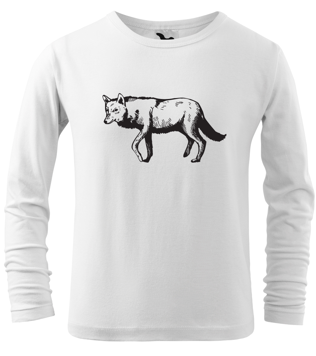 Dětské tričko s vlkem - Vlk (dlouhý rukáv) Velikost: 10 let / 146 cm, Barva: Bílá (00), Délka rukávu: Dlouhý rukáv