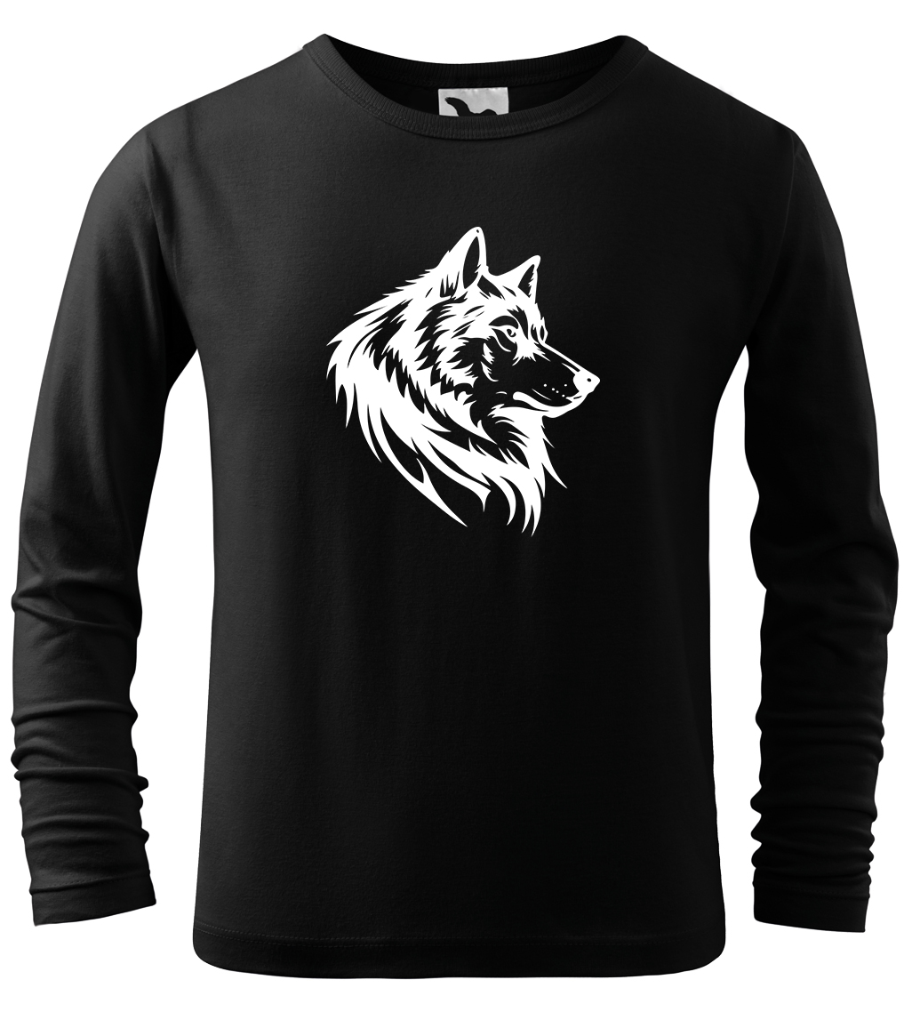 Dětské tričko s vlkem - Wolf (dlouhý rukáv) Velikost: 4 roky / 110 cm, Barva: Černá (01), Délka rukávu: Dlouhý rukáv