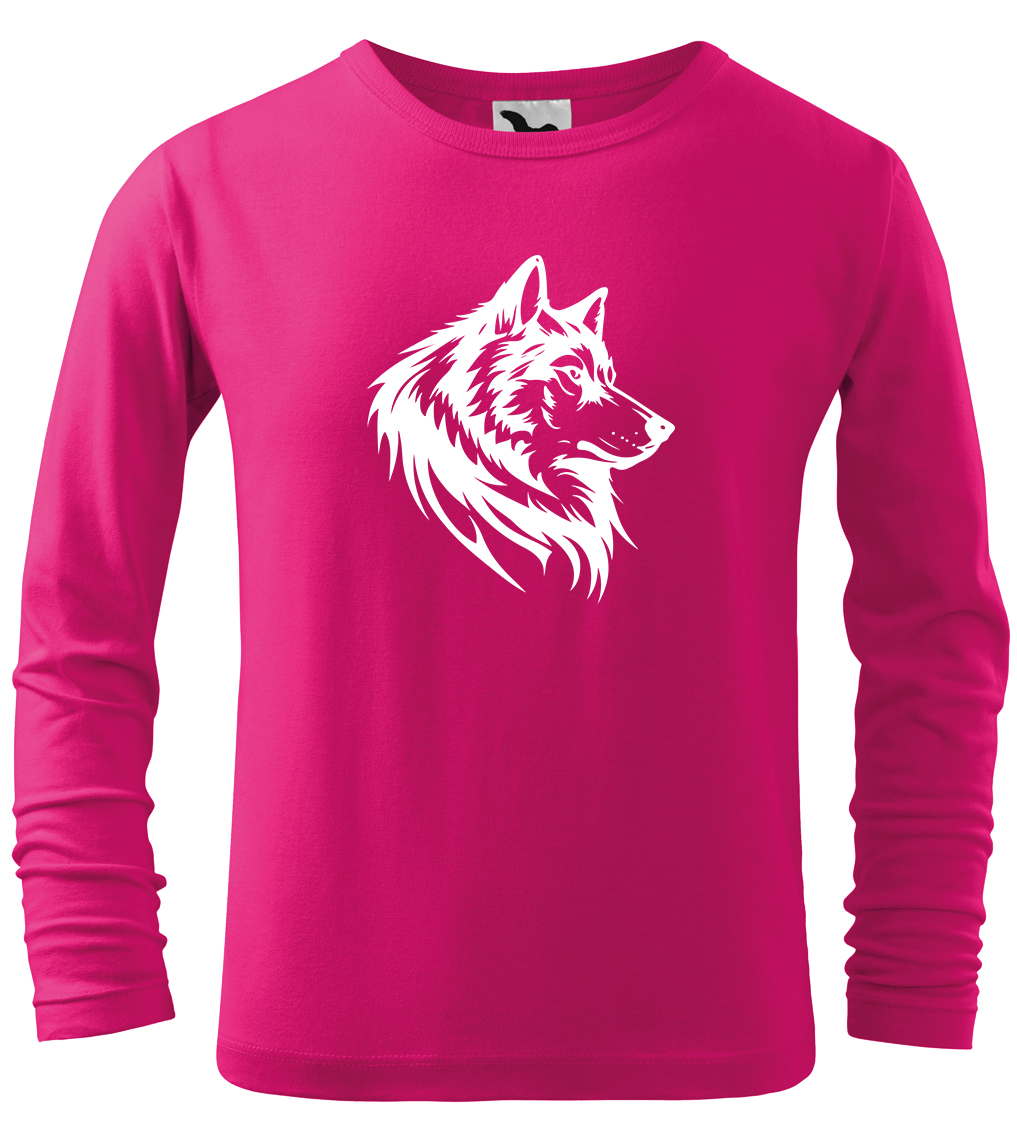 Dětské tričko s vlkem - Wolf (dlouhý rukáv) Velikost: 4 roky / 110 cm, Barva: Malinová (63), Délka rukávu: Dlouhý rukáv