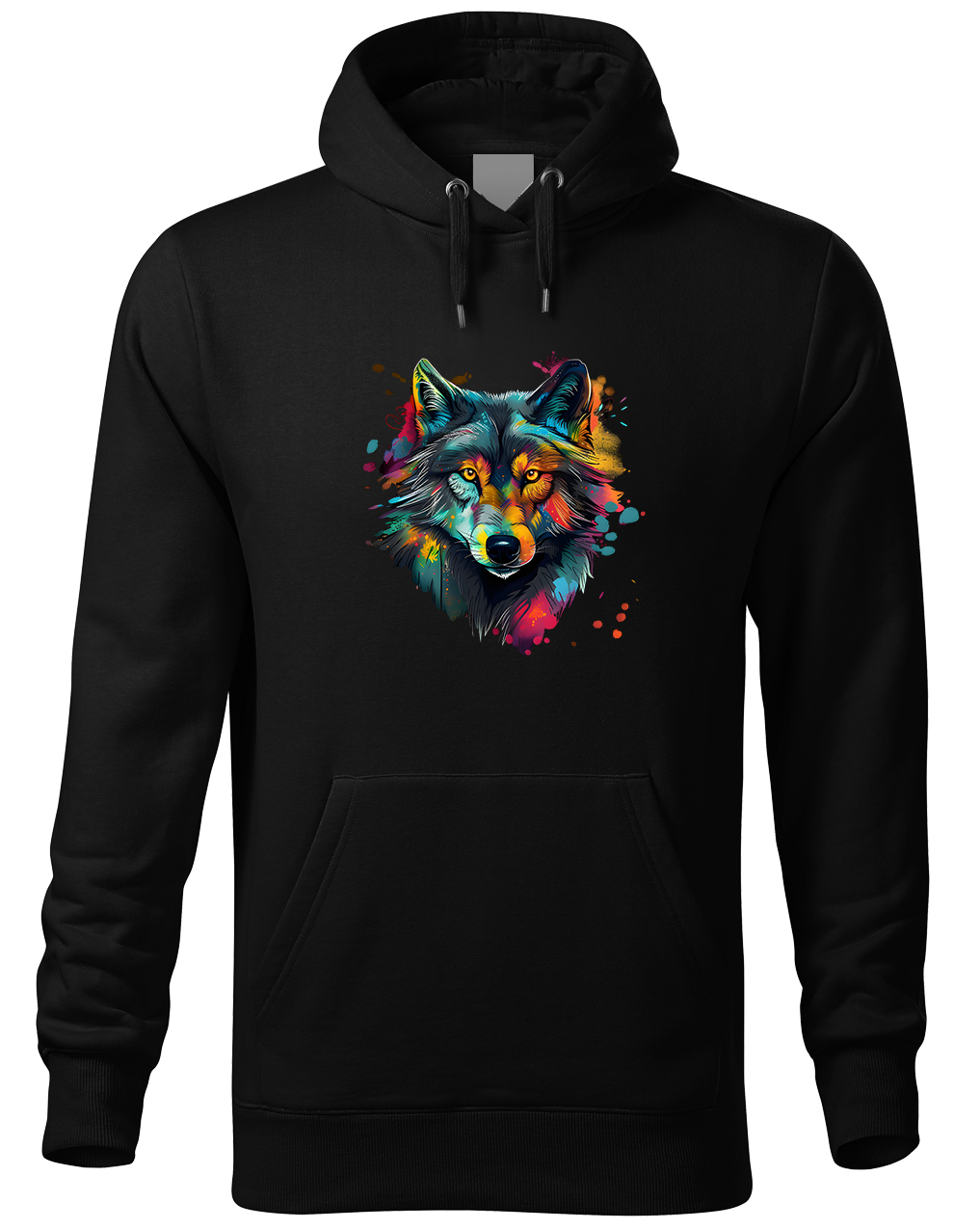 Mikina s vlkem - Malovaný vlk Velikost: M, Barva: Černá