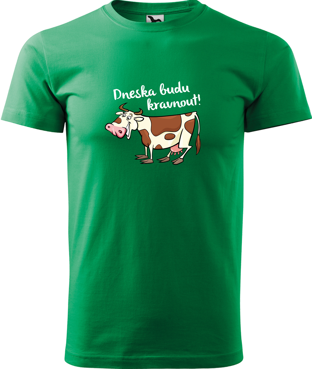 Pánské tričko s krávou - Dneska budu kravnout! Velikost: XL, Barva: Středně zelená (16), Střih: pánský