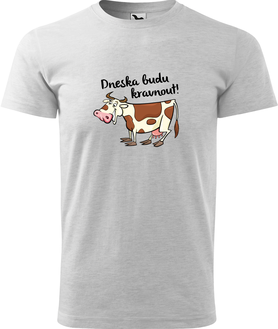 Pánské tričko s krávou - Dneska budu kravnout! Velikost: L, Barva: Světle šedý melír (03), Střih: pánský