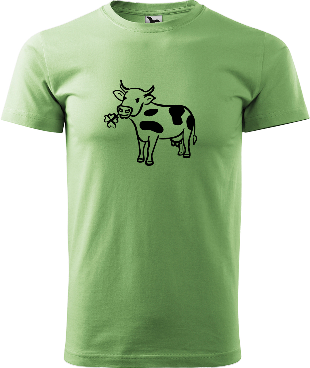 Pánské tričko s krávou - Kravička a jetel Velikost: M, Barva: Trávově zelená (39), Střih: pánský