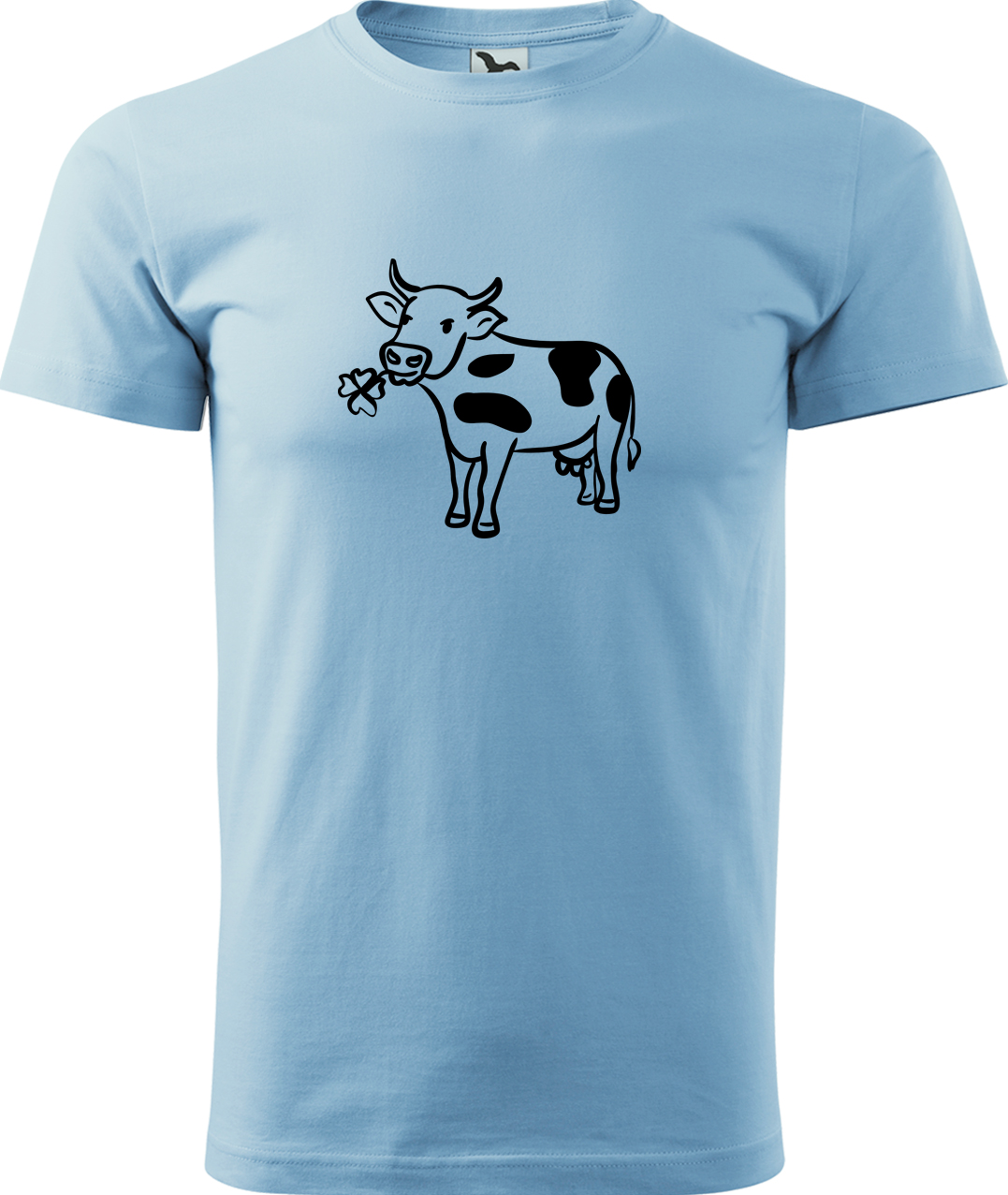 Pánské tričko s krávou - Kravička a jetel Velikost: M, Barva: Nebesky modrá (15), Střih: pánský