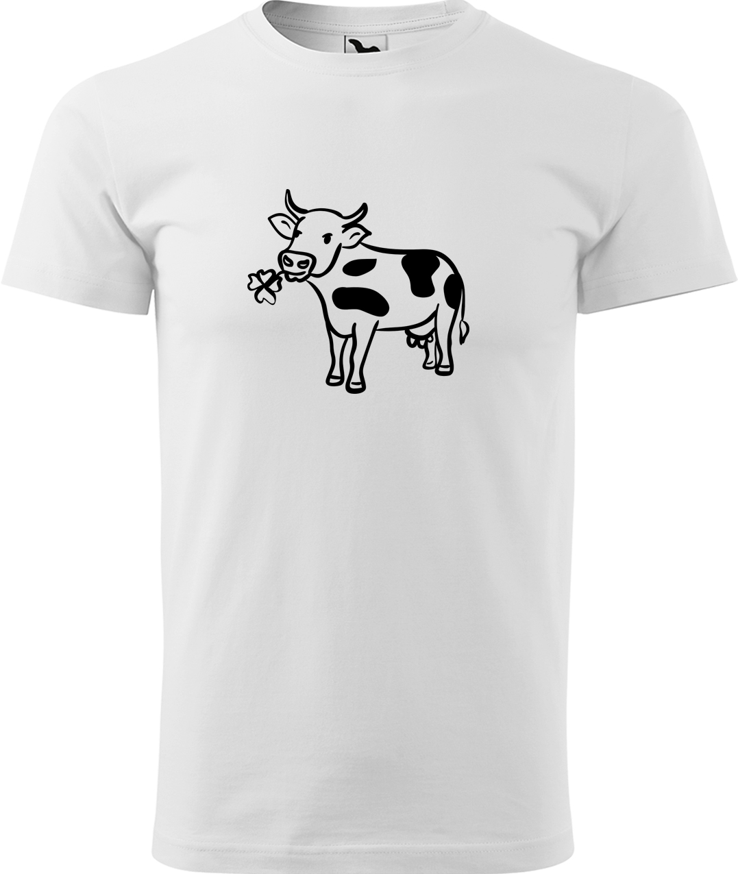 Pánské tričko s krávou - Kravička a jetel Velikost: 4XL, Barva: Bílá (00), Střih: pánský