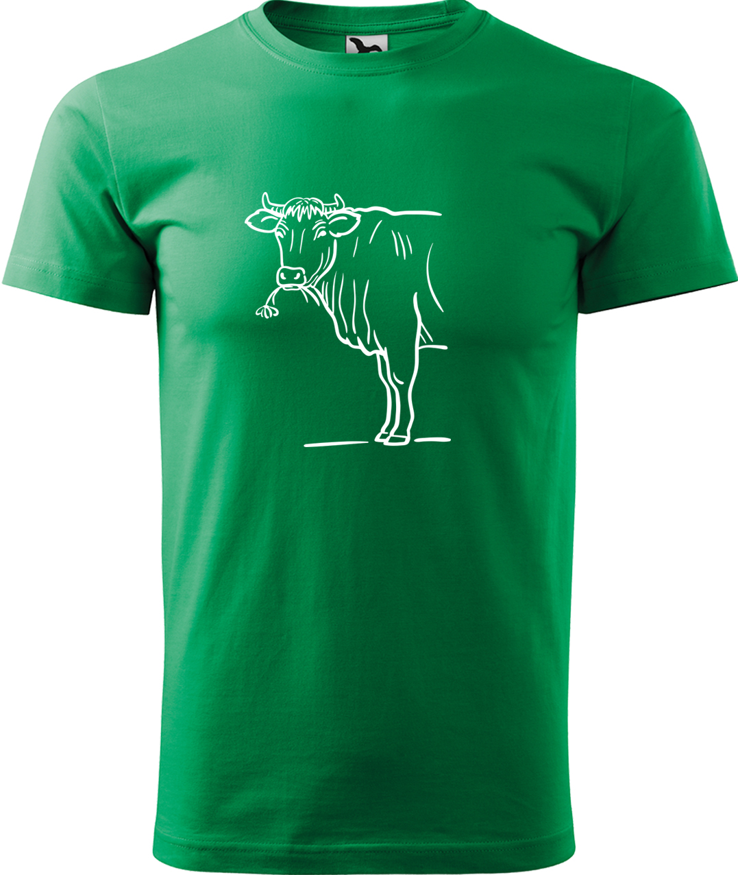 Pánské tričko s krávou - Býk Velikost: L, Barva: Středně zelená (16), Střih: pánský