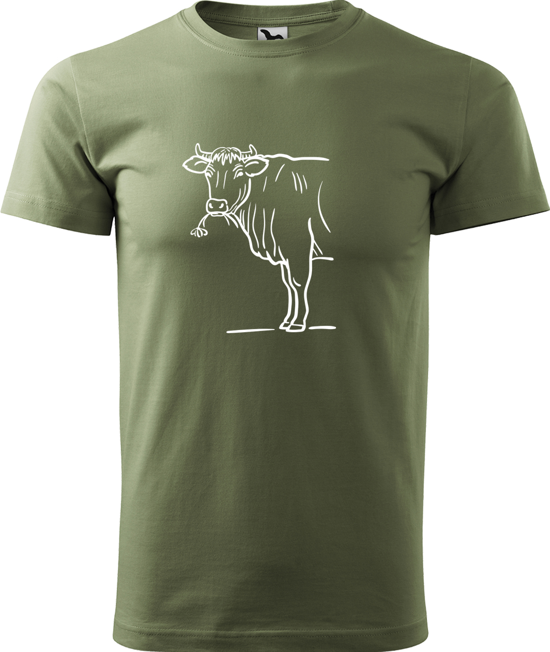 Pánské tričko s krávou - Býk Velikost: L, Barva: Světlá khaki (28), Střih: pánský