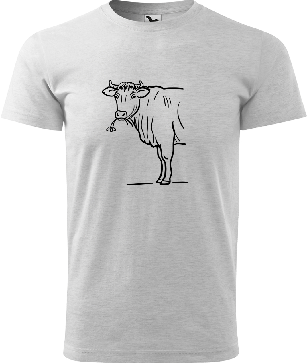 Pánské tričko s krávou - Býk Velikost: M, Barva: Světle šedý melír (03), Střih: pánský