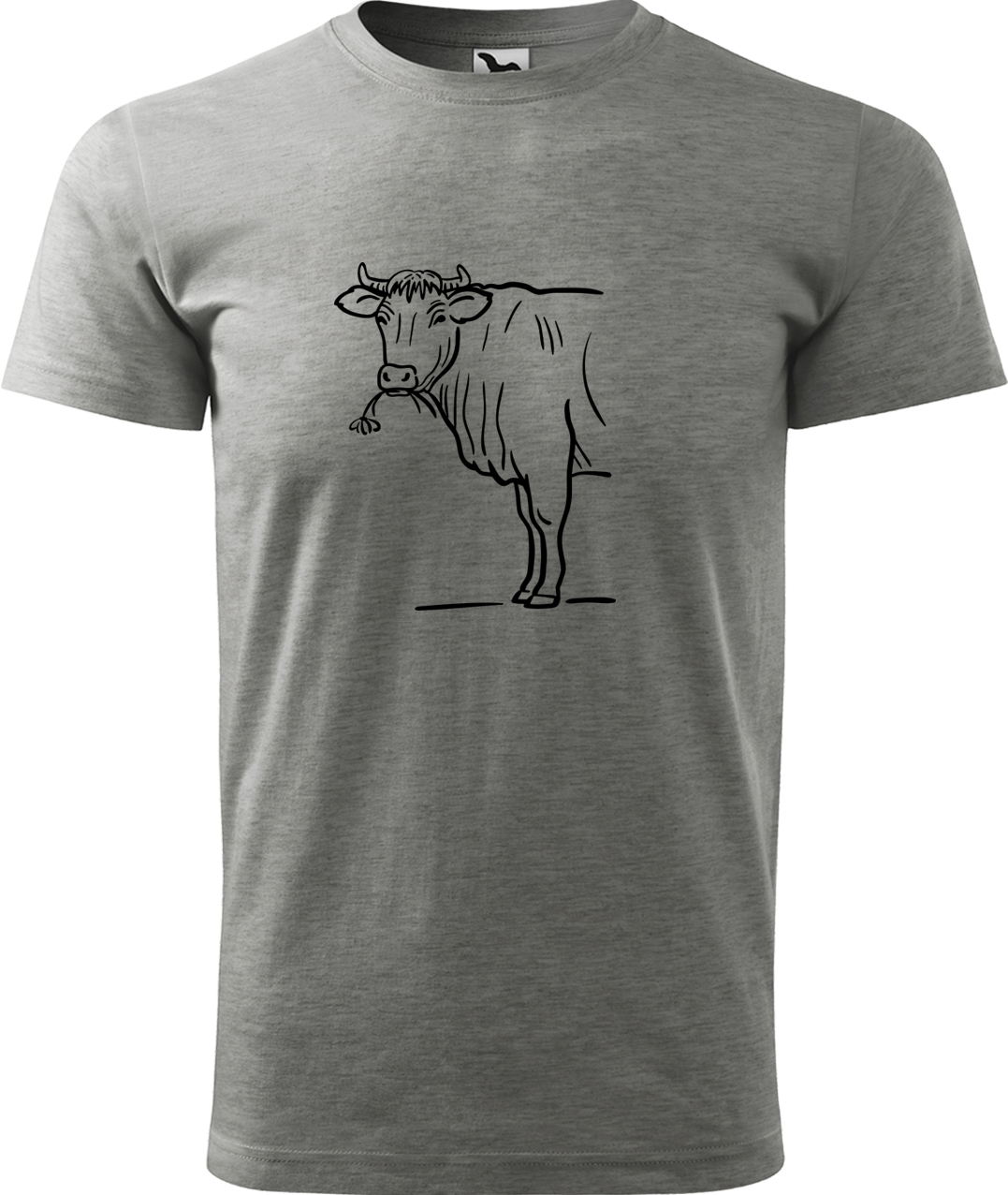 Pánské tričko s krávou - Býk Velikost: M, Barva: Tmavě šedý melír (12), Střih: pánský
