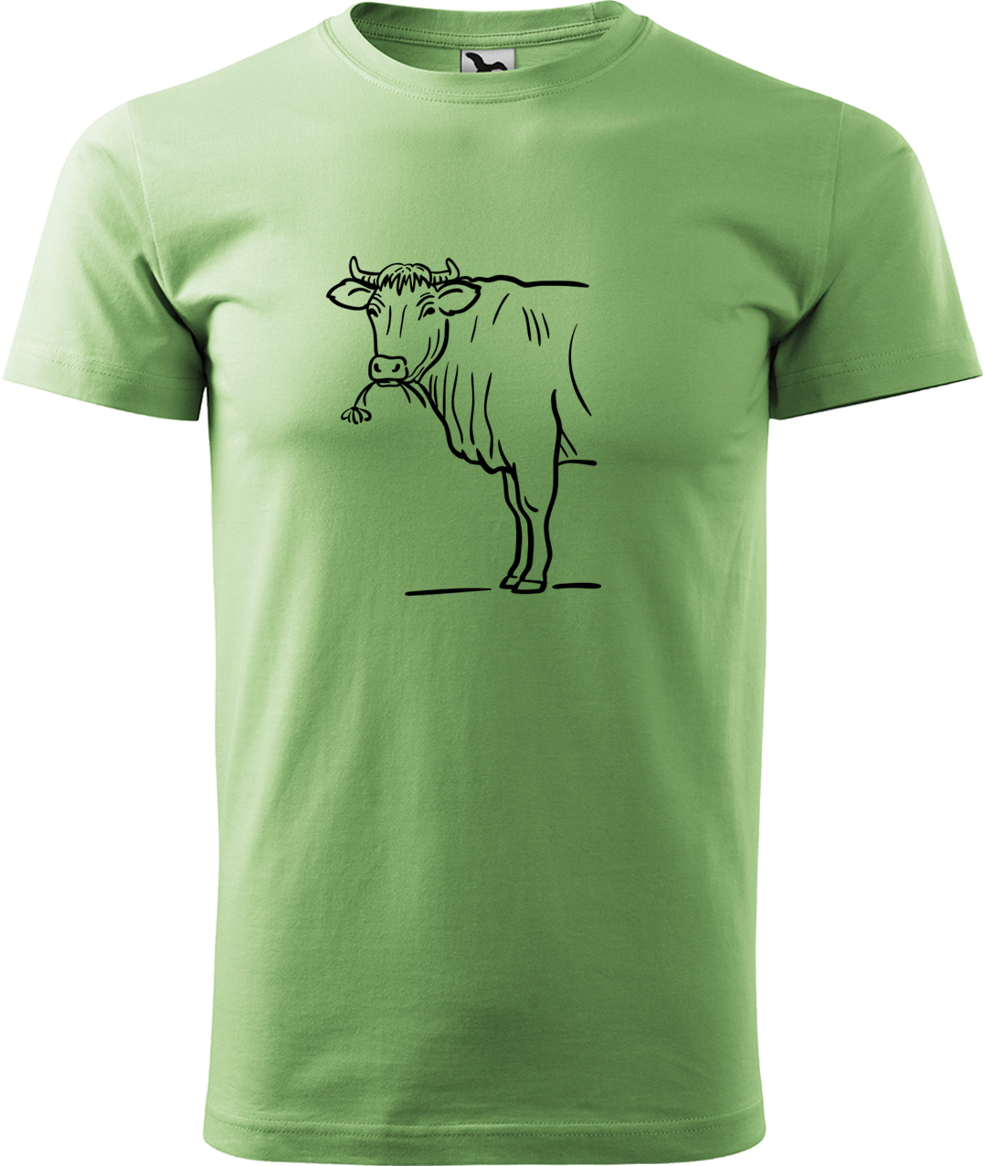 Pánské tričko s krávou - Býk Velikost: L, Barva: Trávově zelená (39), Střih: pánský