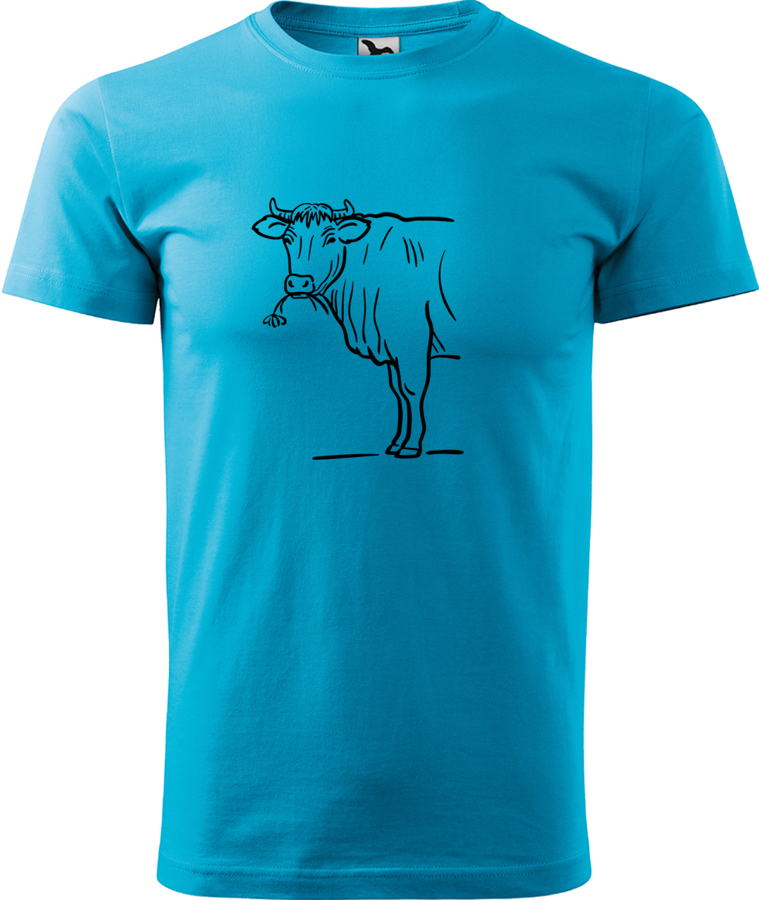 Pánské tričko s krávou - Býk Velikost: XL, Barva: Tyrkysová (44), Střih: pánský