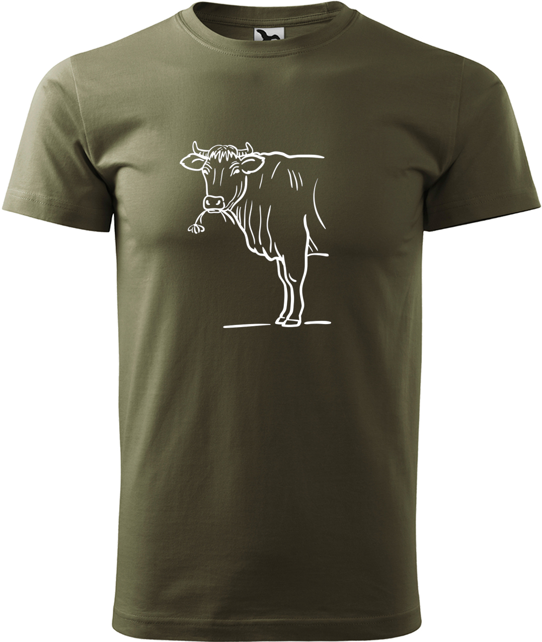 Pánské tričko s krávou - Býk Velikost: M, Barva: Military (69), Střih: pánský