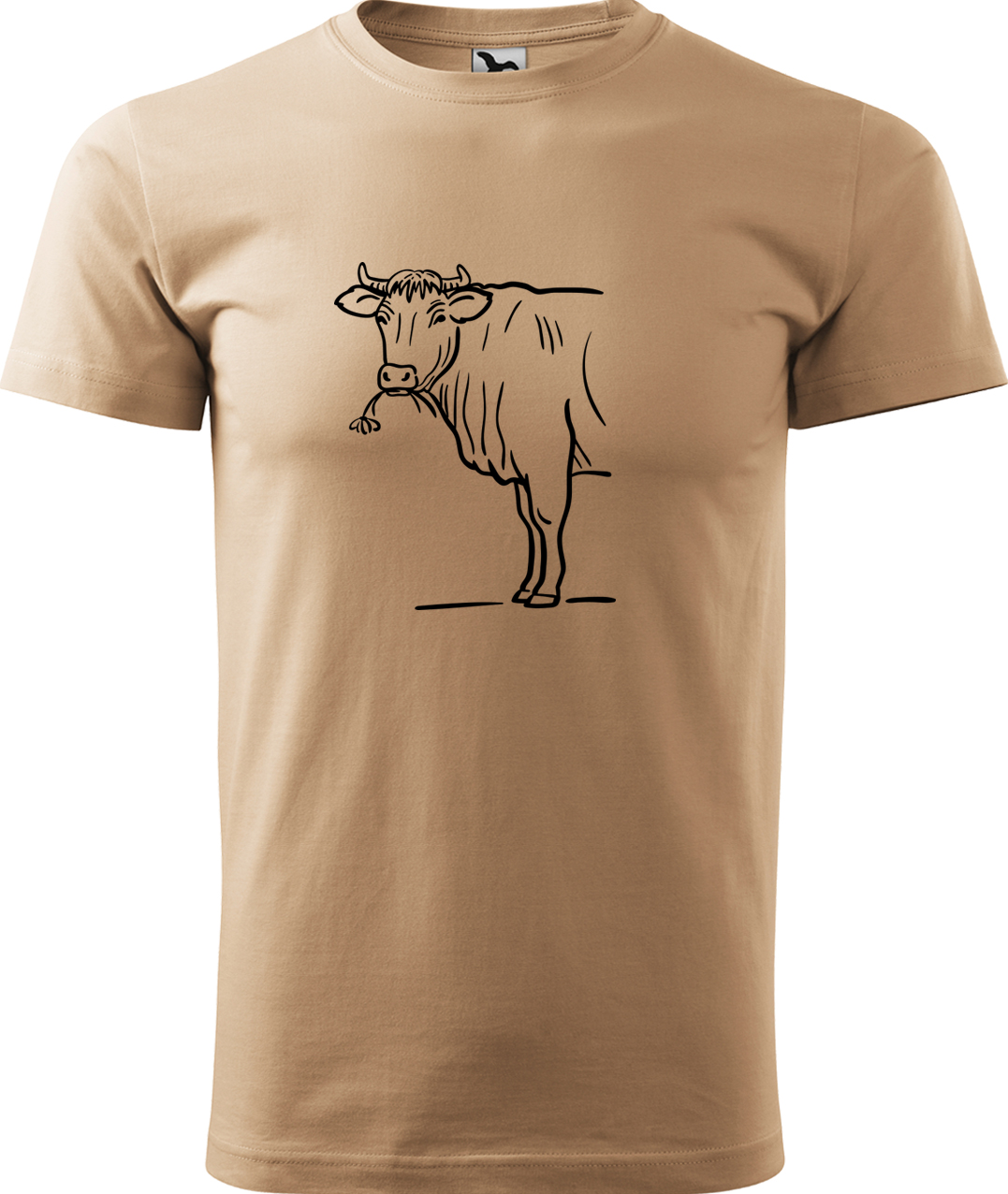 Pánské tričko s krávou - Býk Velikost: XL, Barva: Písková (08), Střih: pánský