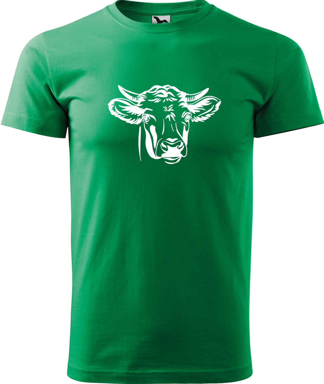 Pánské tričko s krávou - Hlava krávy Velikost: 3XL, Barva: Středně zelená (16), Střih: pánský