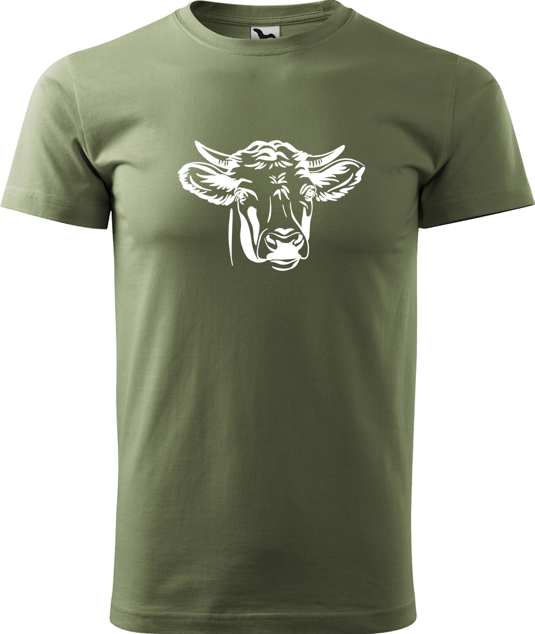 Pánské tričko s krávou - Hlava krávy Velikost: 4XL, Barva: Světlá khaki (28), Střih: pánský