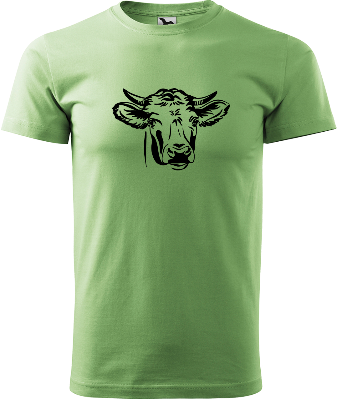 Pánské tričko s krávou - Hlava krávy Velikost: 3XL, Barva: Trávově zelená (39), Střih: pánský