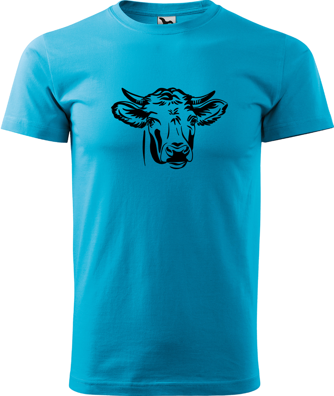Pánské tričko s krávou - Hlava krávy Velikost: 3XL, Barva: Tyrkysová (44), Střih: pánský