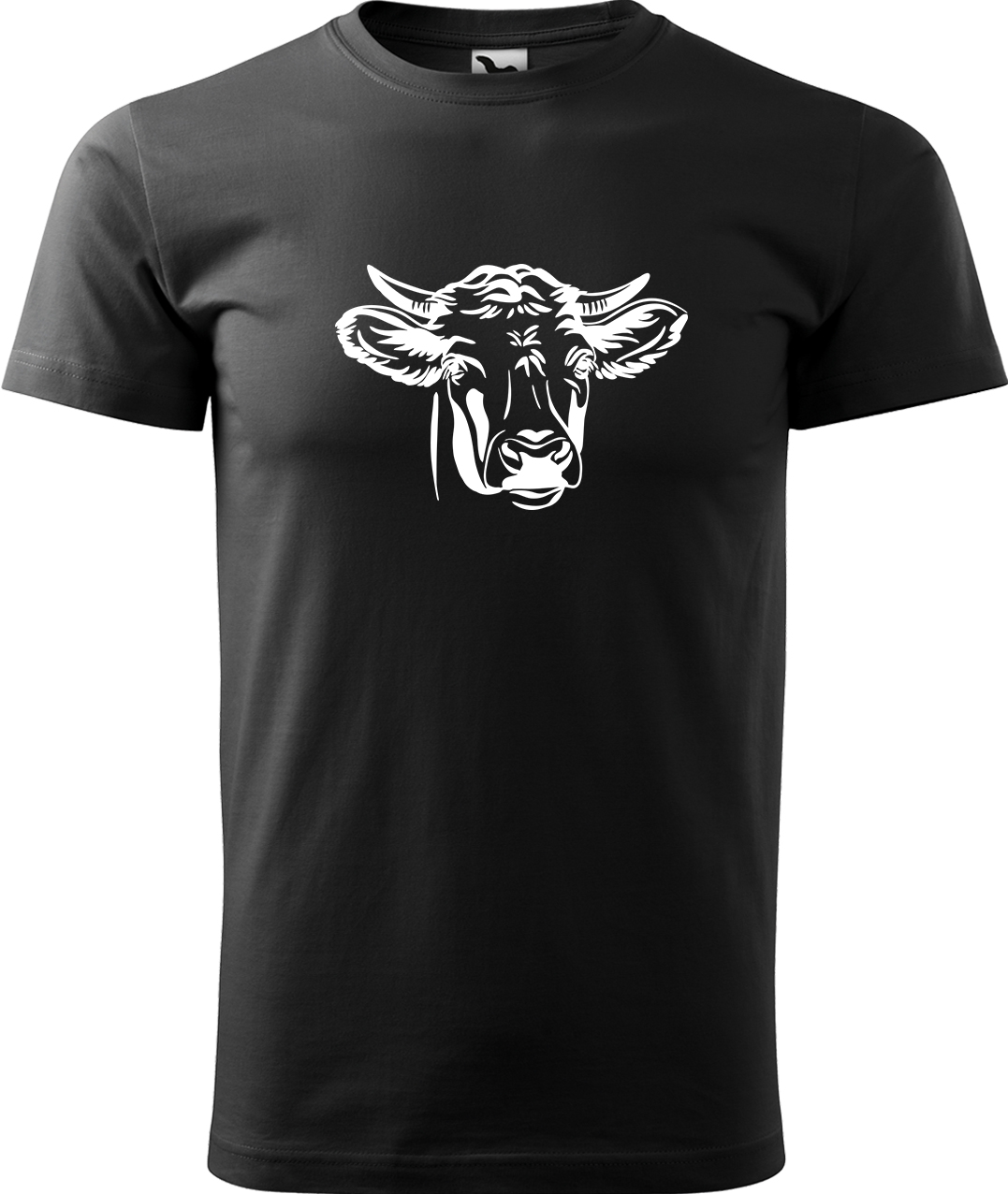 Pánské tričko s krávou - Hlava krávy Velikost: S, Barva: Černá (01), Střih: pánský