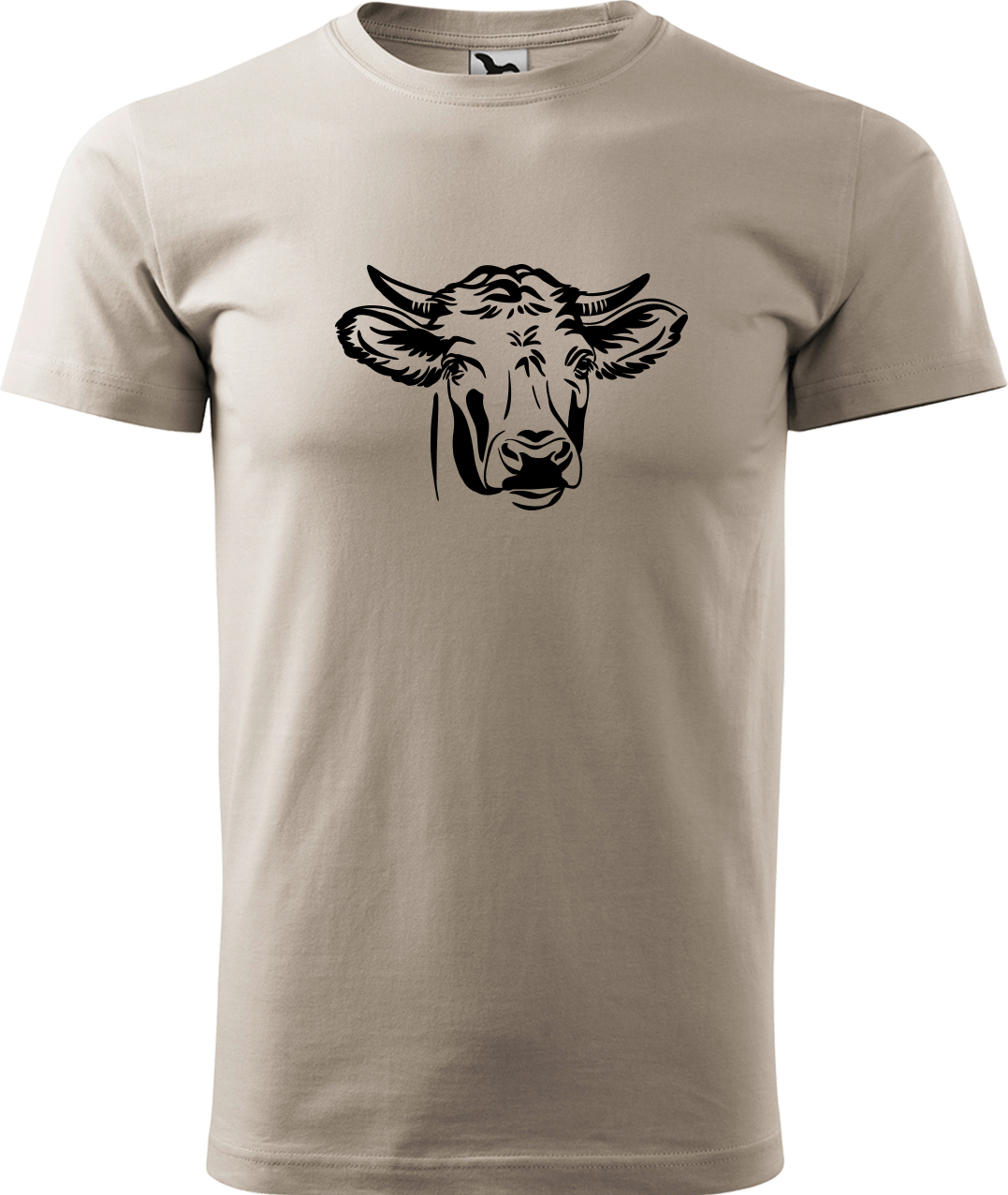 Pánské tričko s krávou - Hlava krávy Velikost: M, Barva: Béžová (51), Střih: pánský