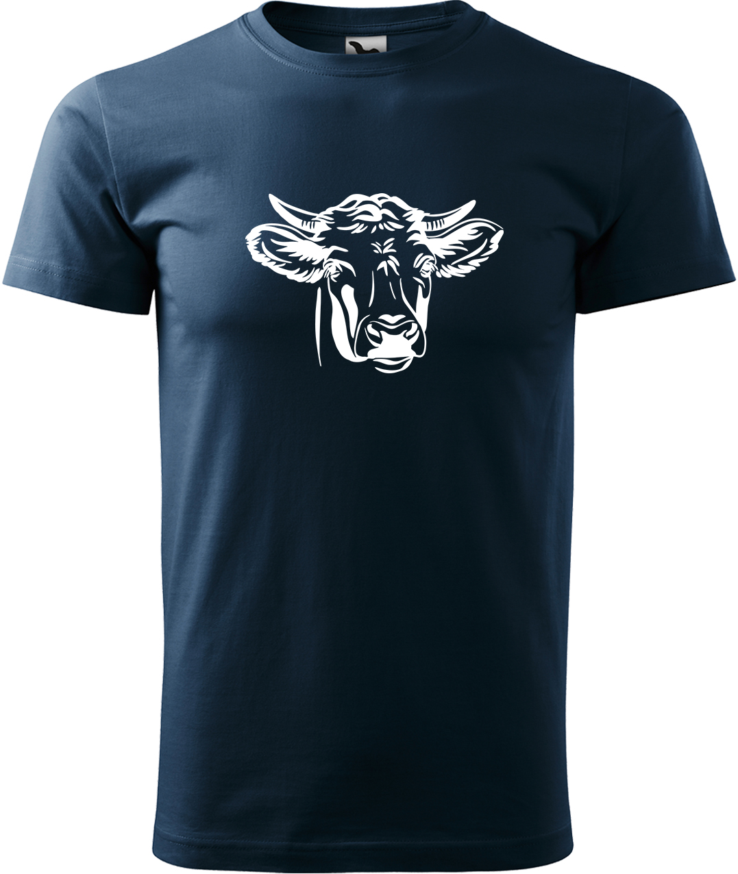 Pánské tričko s krávou - Hlava krávy Velikost: L, Barva: Námořní modrá (02), Střih: pánský