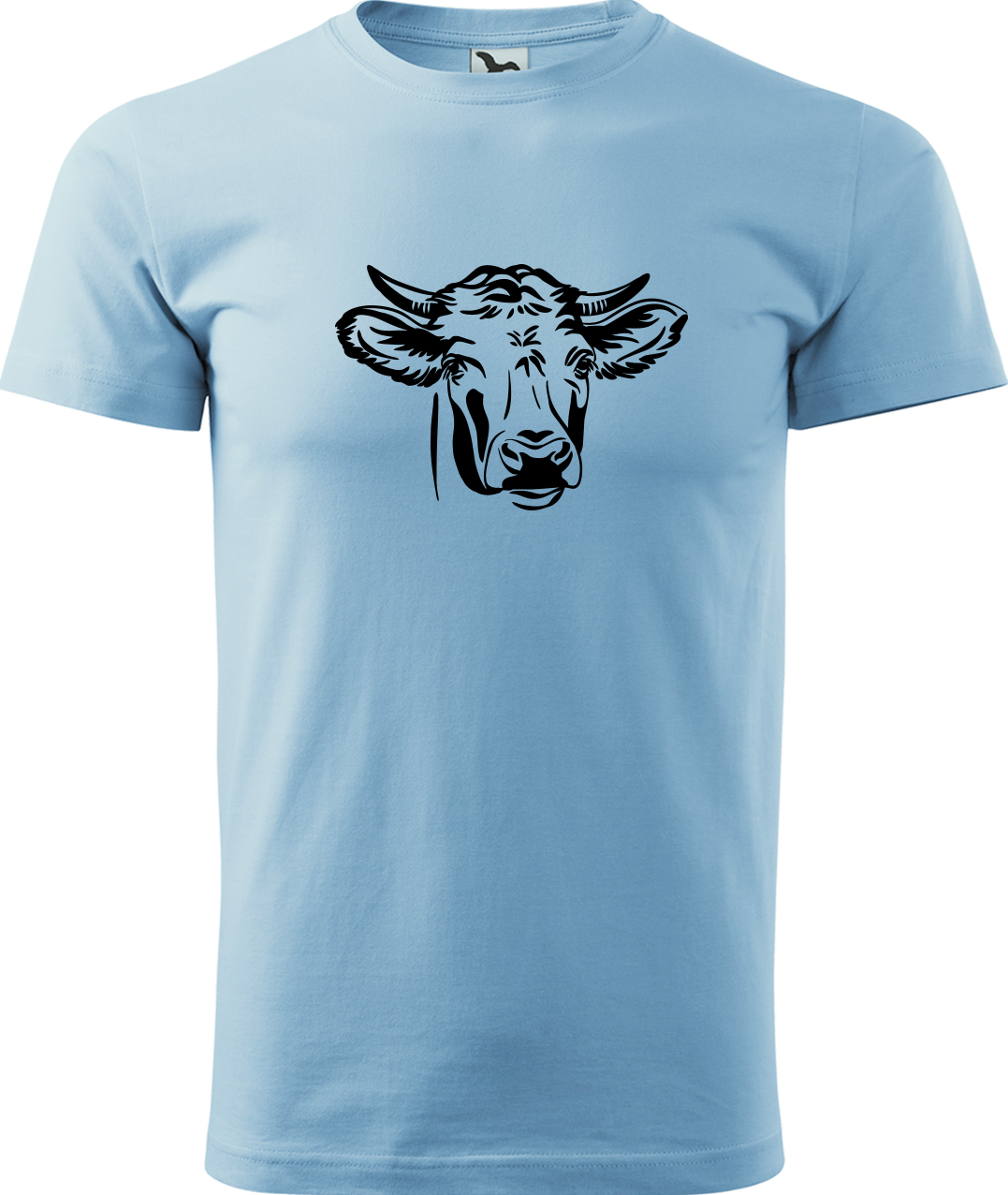 Pánské tričko s krávou - Hlava krávy Velikost: 3XL, Barva: Nebesky modrá (15), Střih: pánský