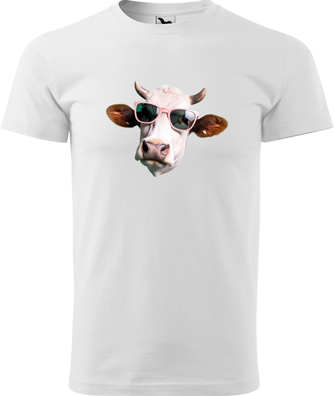 Pánské tričko s krávou - Kráva v brýlích Velikost: S, Barva: Bílá (00), Střih: pánský