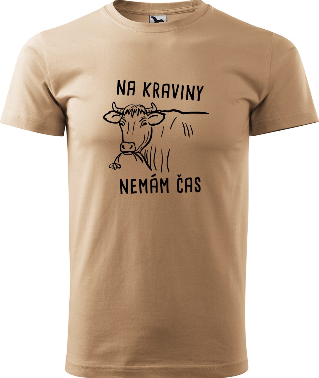 Pánské tričko s krávou - Na kraviny nemám čas Velikost: XL, Barva: Písková (08), Střih: pánský