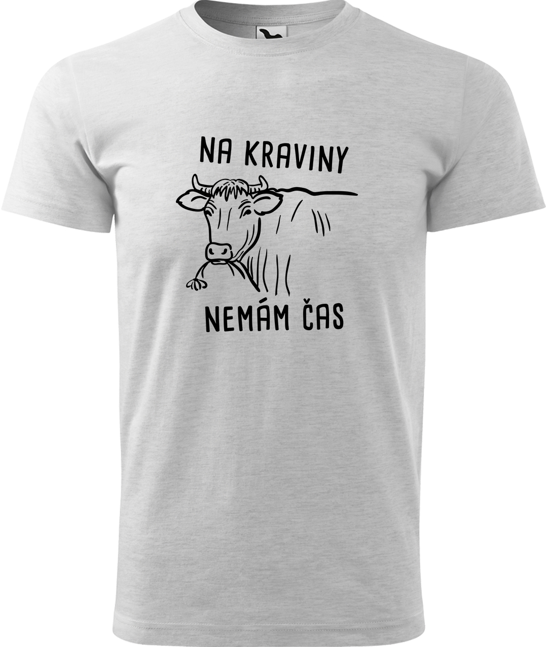 Pánské tričko s krávou - Na kraviny nemám čas Velikost: S, Barva: Světle šedý melír (03), Střih: pánský