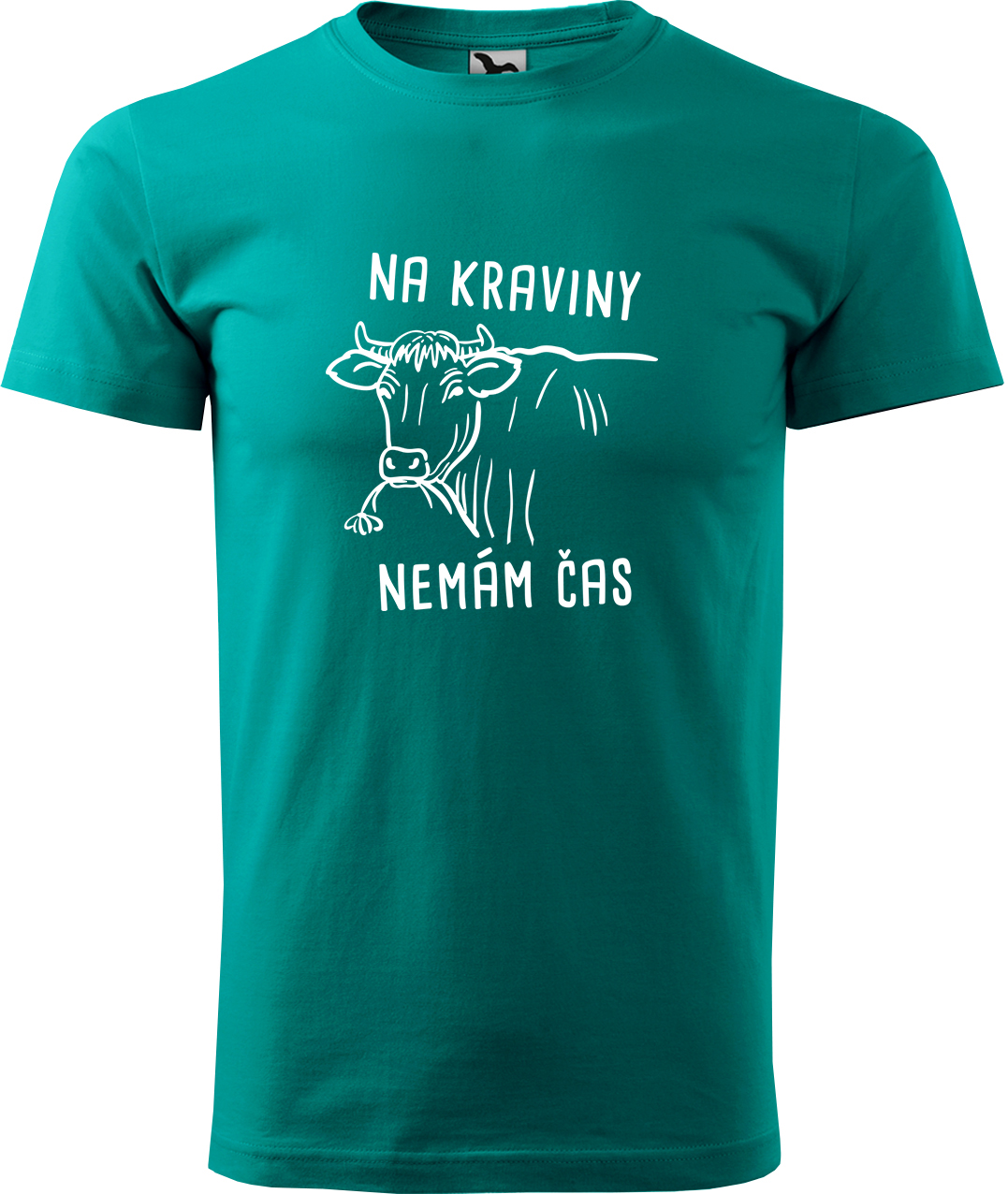 Pánské tričko s krávou - Na kraviny nemám čas Velikost: 4XL, Barva: Emerald (19), Střih: pánský