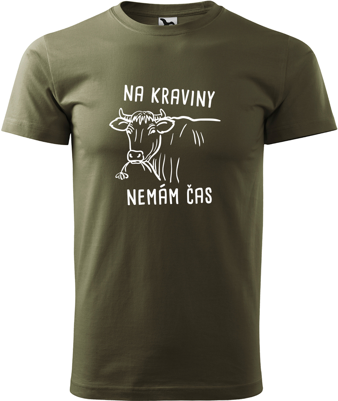 Pánské tričko s krávou - Na kraviny nemám čas Velikost: L, Barva: Military (69), Střih: pánský