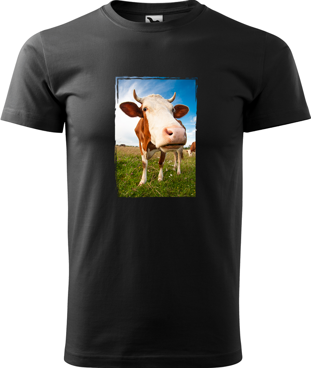 Pánské tričko s krávou - Na pastvě Velikost: 3XL, Barva: Černá (01), Střih: pánský