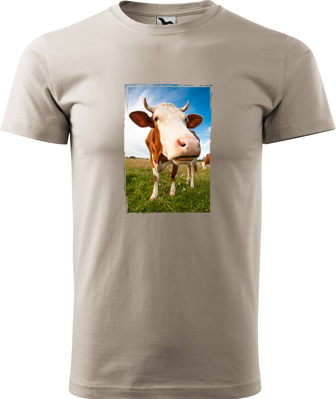 Pánské tričko s krávou - Na pastvě Velikost: M, Barva: Béžová (51), Střih: pánský