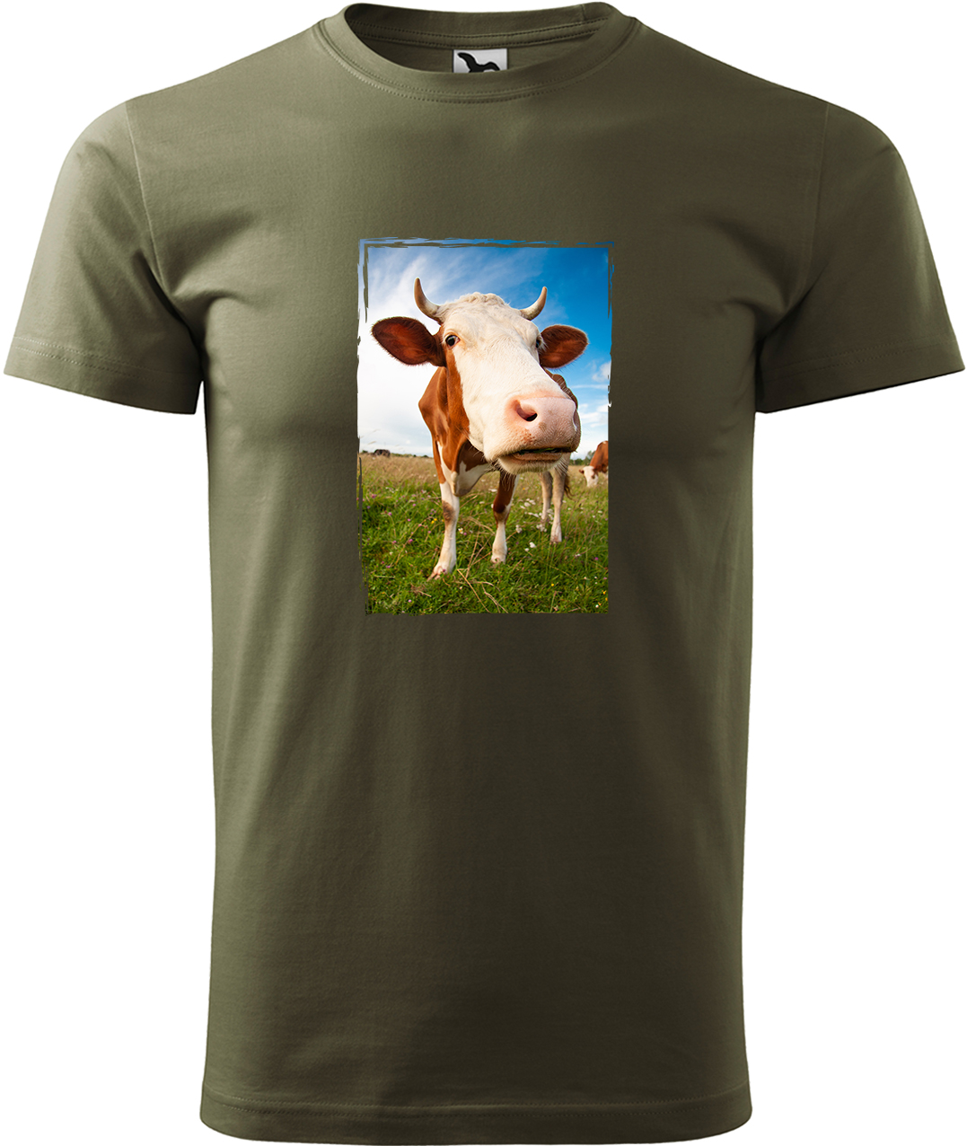 Pánské tričko s krávou - Na pastvě Velikost: 3XL, Barva: Military (69), Střih: pánský