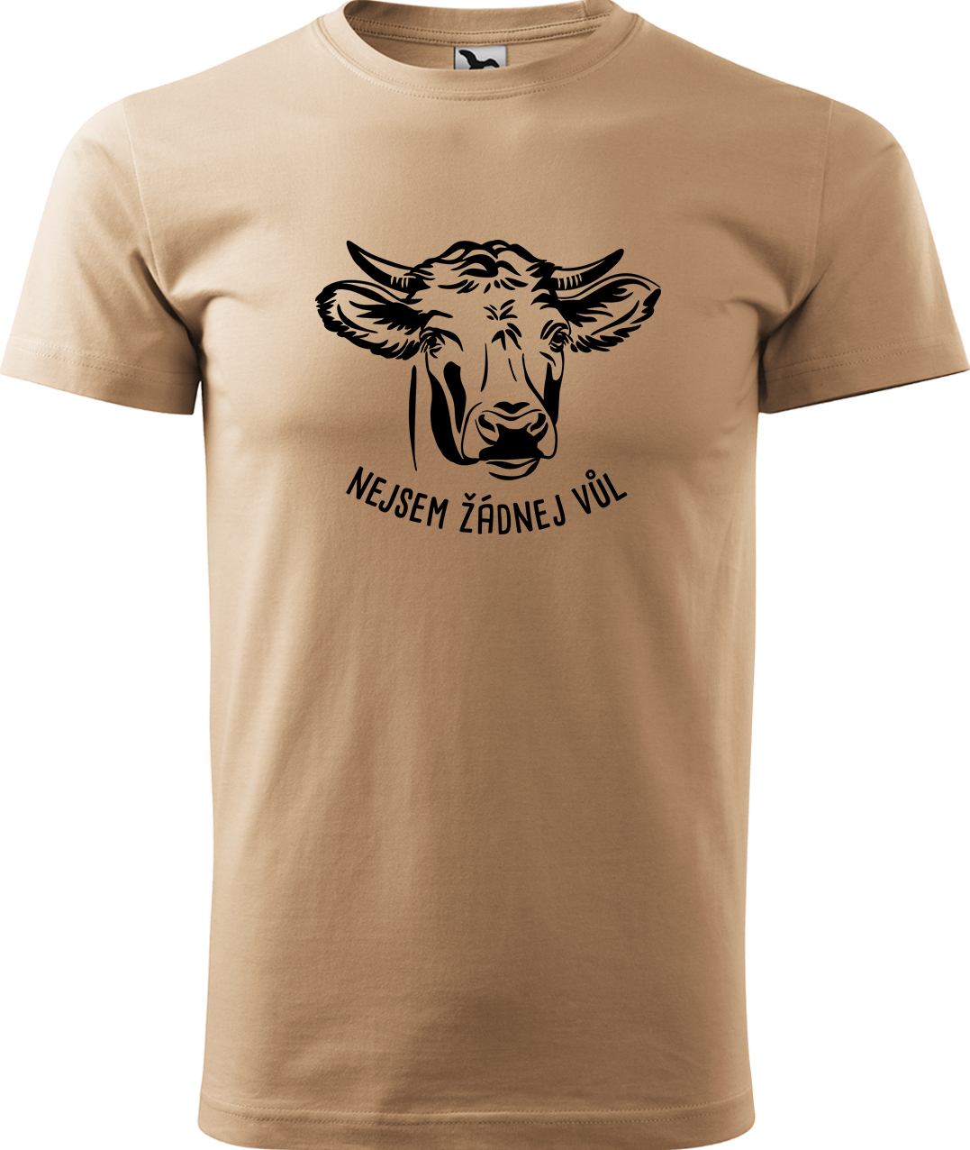 Pánské tričko s krávou - Nejsem žádnej vůl Velikost: XL, Barva: Písková (08), Střih: pánský