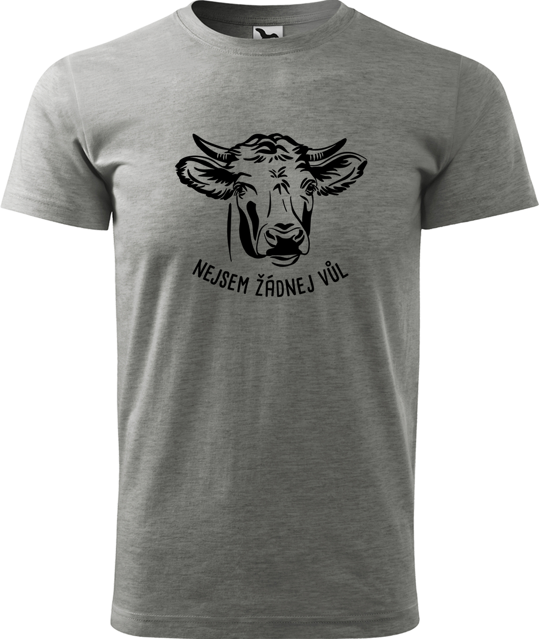 Pánské tričko s krávou - Nejsem žádnej vůl Velikost: 2XL, Barva: Tmavě šedý melír (12)