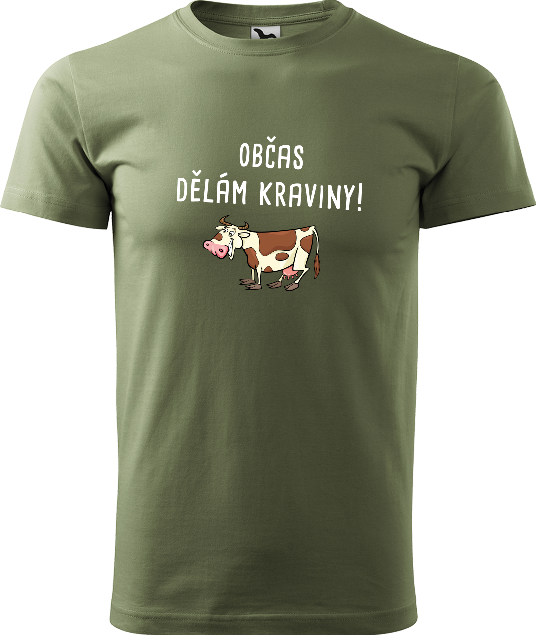 Pánské tričko s krávou - Občas dělám kraviny Velikost: 4XL, Barva: Světlá khaki (28), Střih: pánský