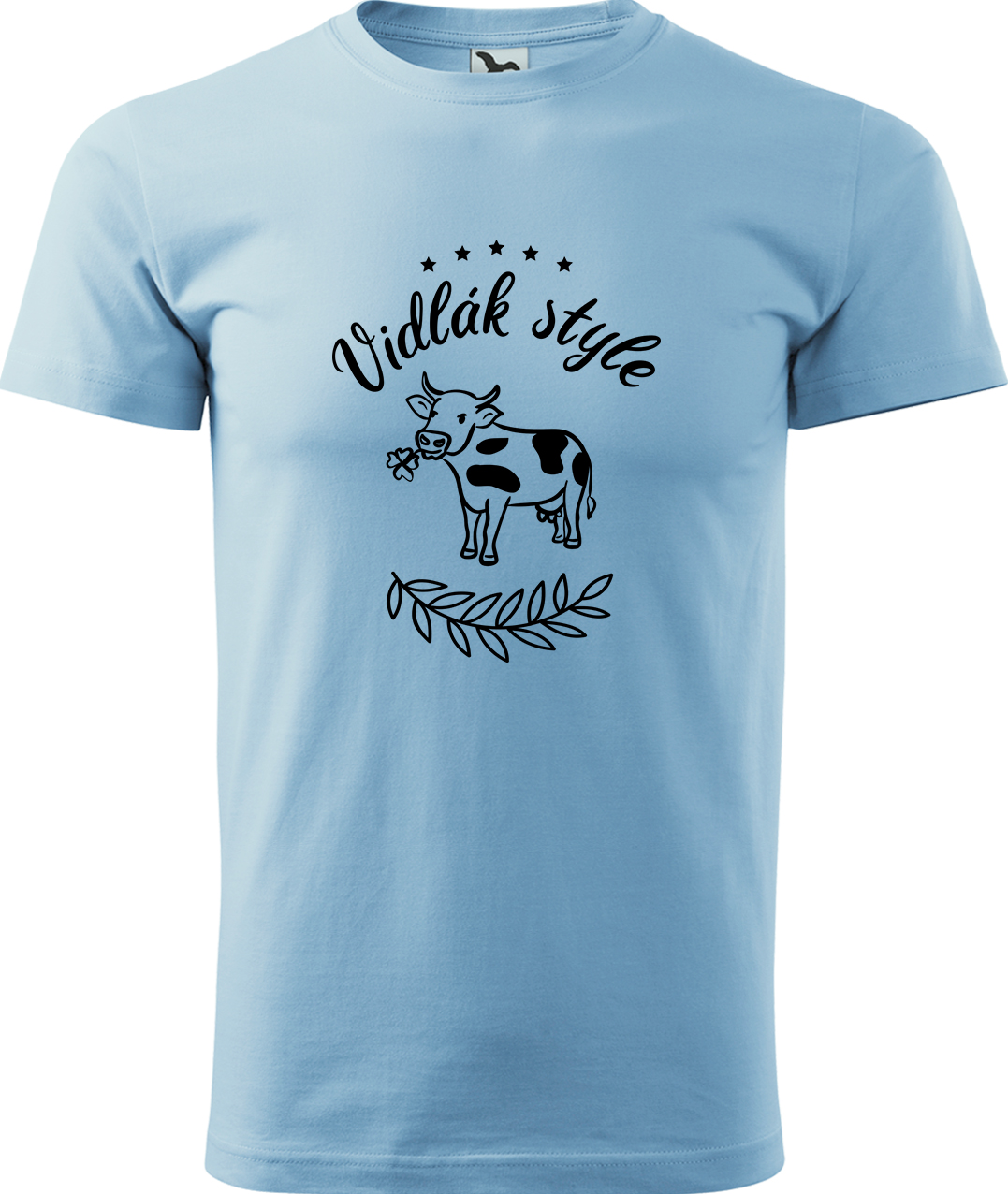 Pánské tričko s krávou - Vidlák style Velikost: M, Barva: Nebesky modrá (15), Střih: pánský