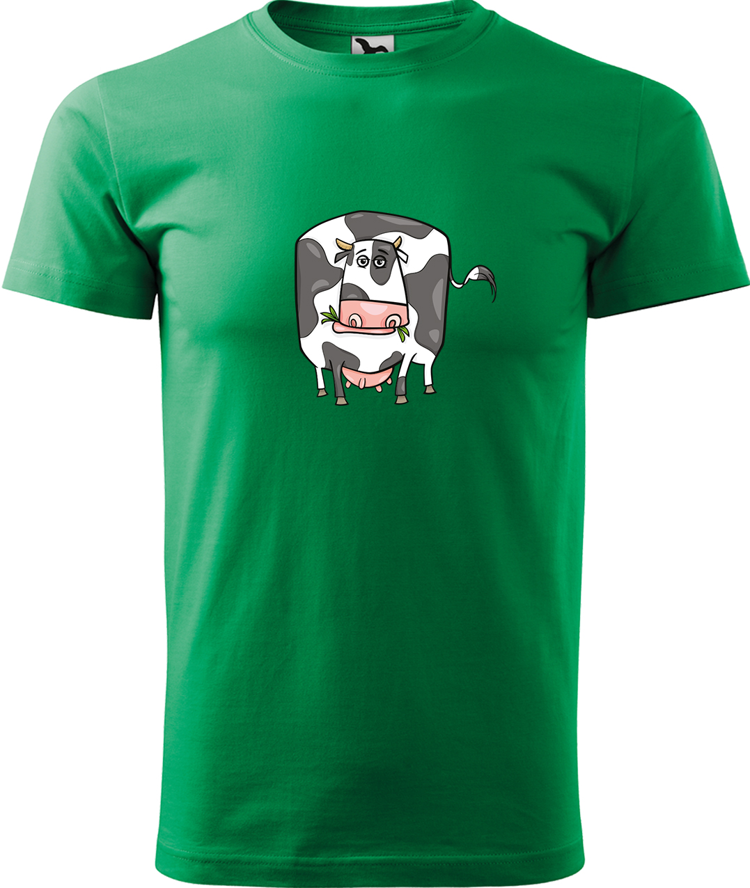 Pánské tričko s krávou - Obrázek vtipné krávy Velikost: XL, Barva: Středně zelená (16), Střih: pánský