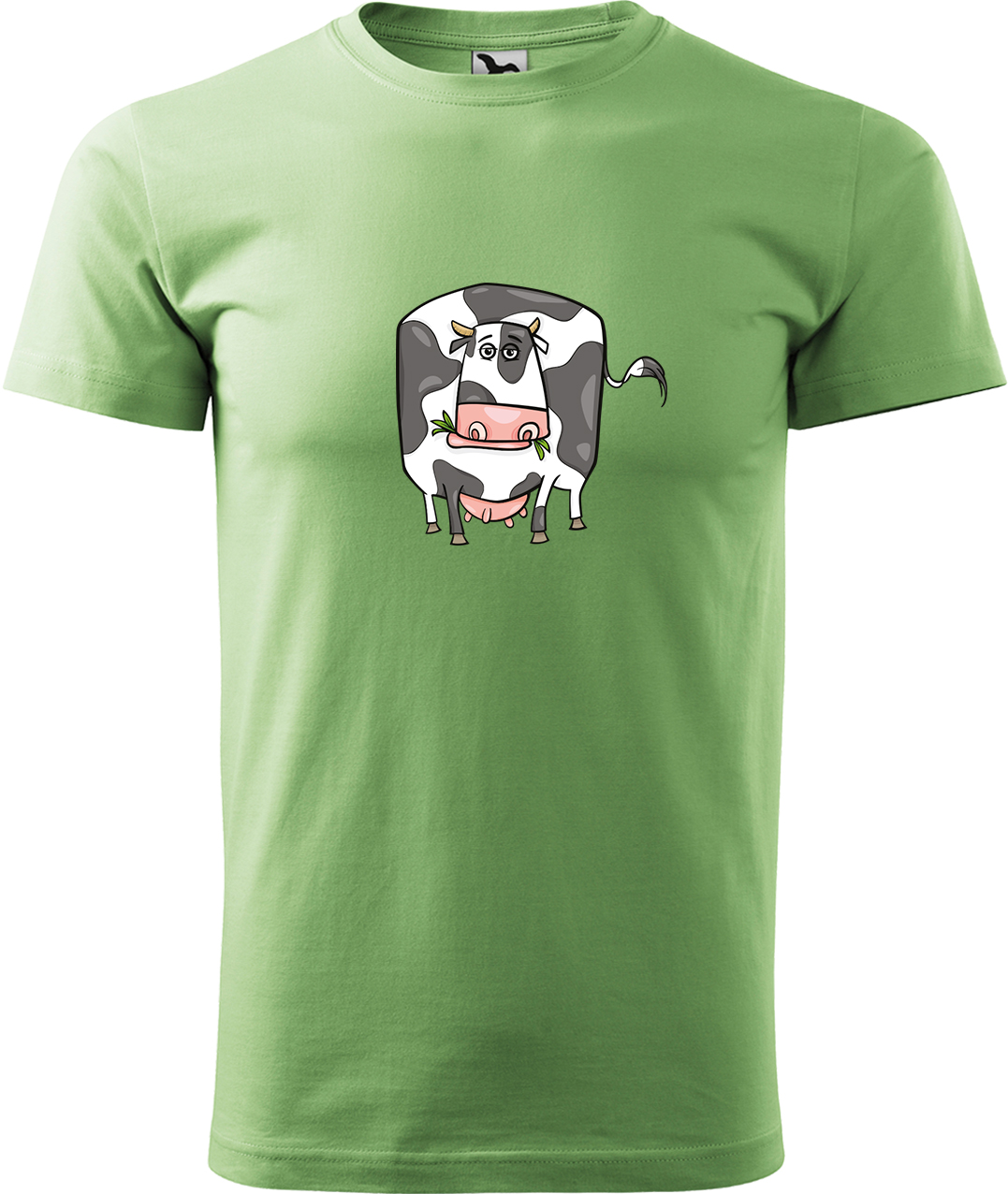 Pánské tričko s krávou - Obrázek vtipné krávy Velikost: M, Barva: Trávově zelená (39), Střih: pánský