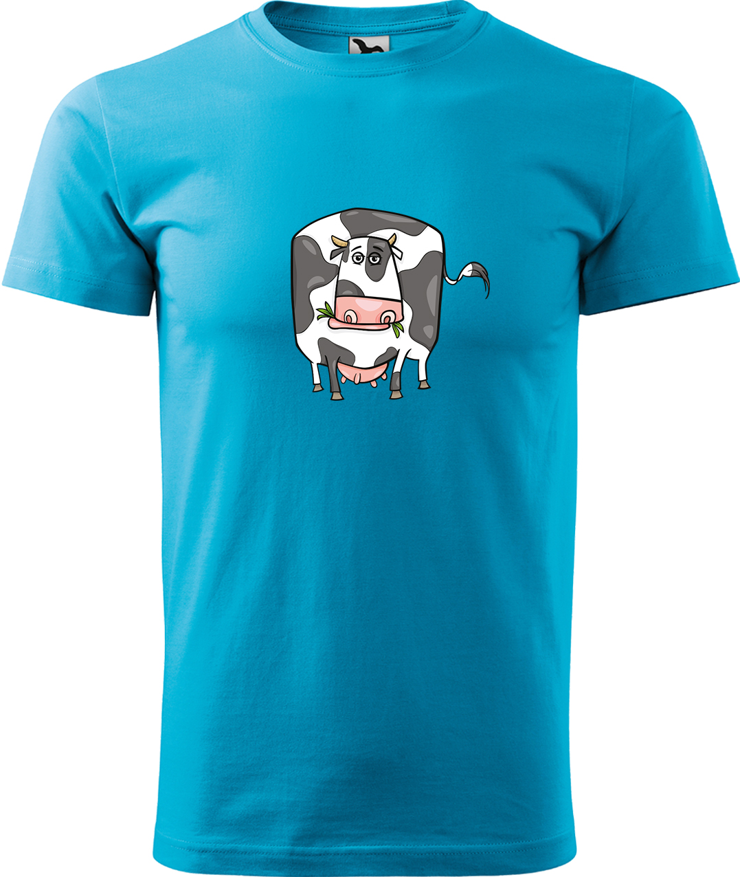 Pánské tričko s krávou - Obrázek vtipné krávy Velikost: 3XL, Barva: Tyrkysová (44), Střih: pánský