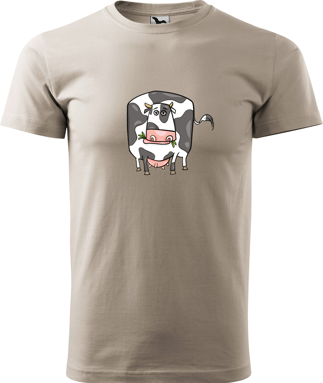 Pánské tričko s krávou - Obrázek vtipné krávy Velikost: M, Barva: Béžová (51), Střih: pánský
