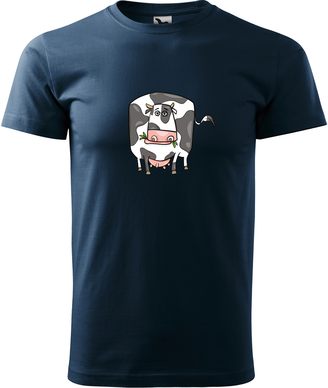 Pánské tričko s krávou - Obrázek vtipné krávy Velikost: XL, Barva: Námořní modrá (02), Střih: pánský