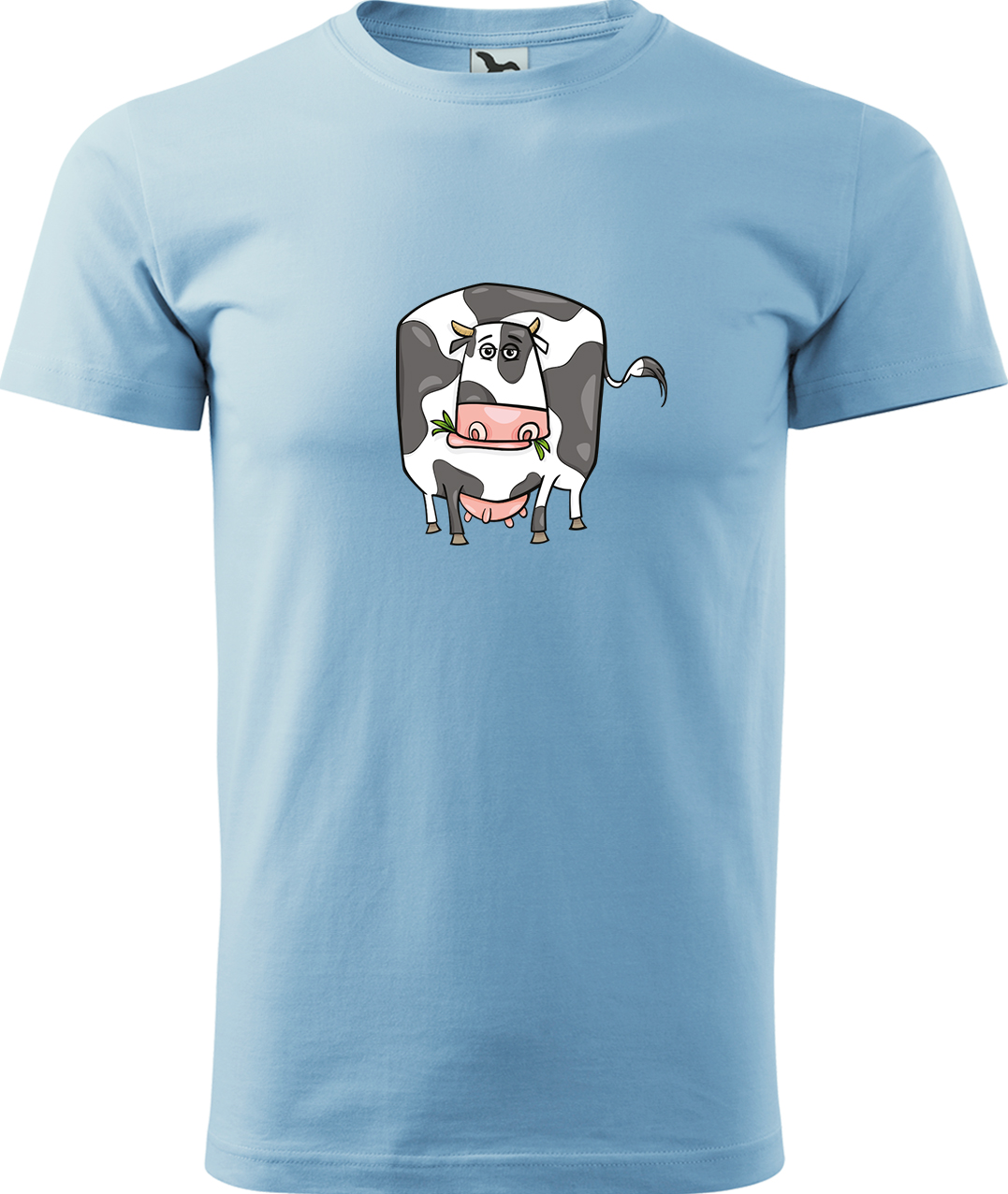 Pánské tričko s krávou - Obrázek vtipné krávy Velikost: M, Barva: Nebesky modrá (15), Střih: pánský