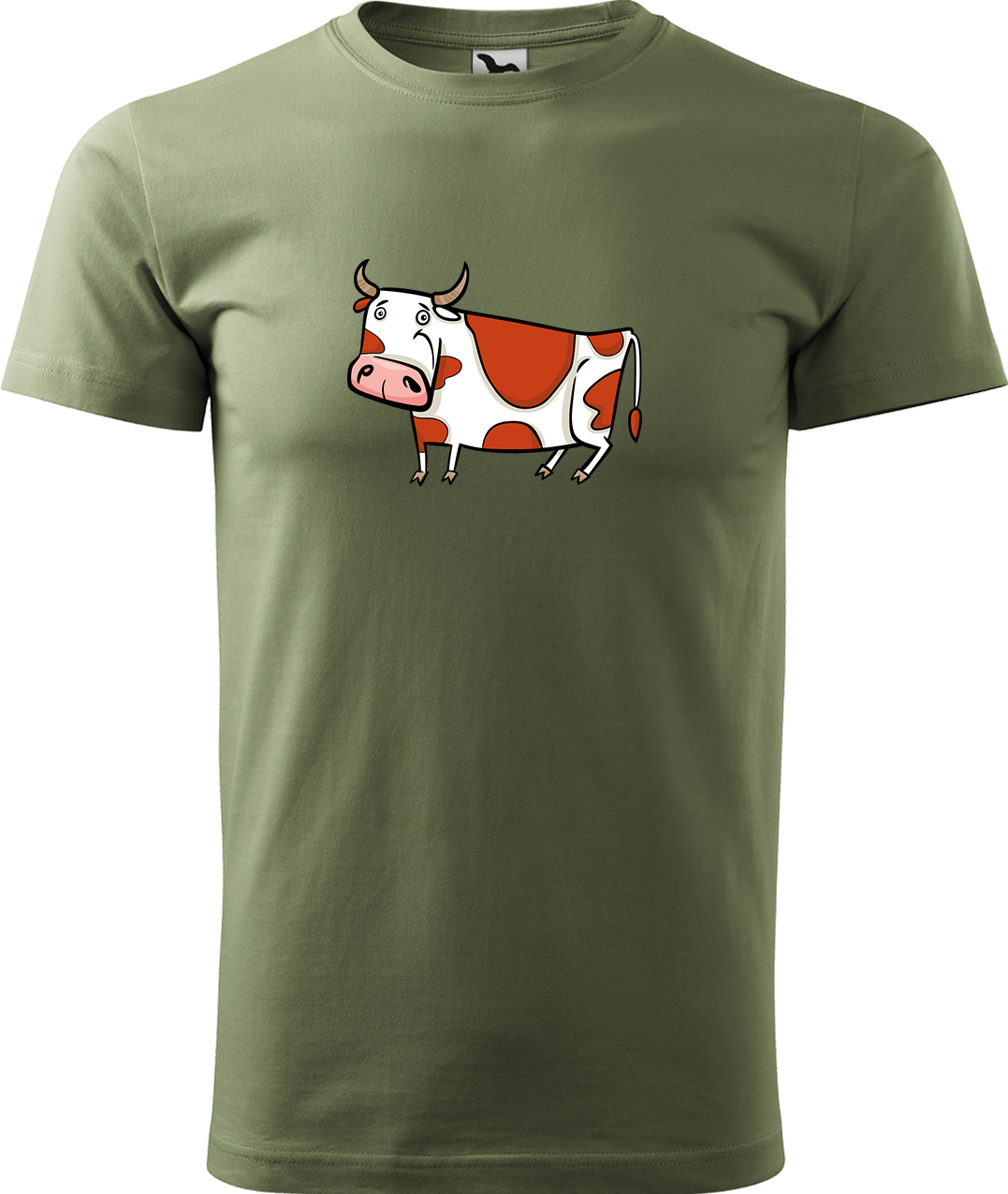 Pánské tričko s krávou - Obrázek stylizované krávy Velikost: 4XL, Barva: Světlá khaki (28), Střih: pánský