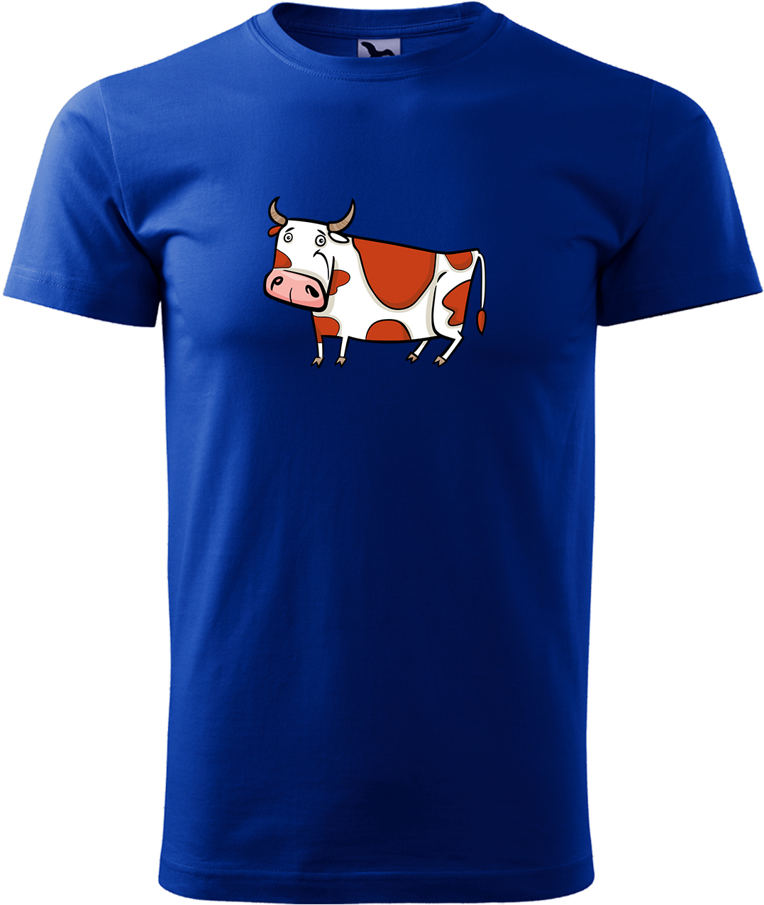 Pánské tričko s krávou - Obrázek stylizované krávy Velikost: M, Barva: Královská modrá (05), Střih: pánský