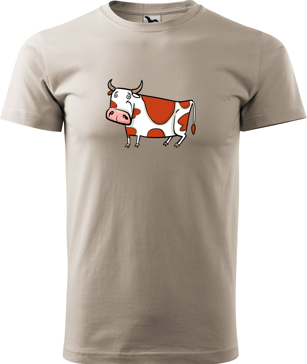 Pánské tričko s krávou - Obrázek stylizované krávy Velikost: M, Barva: Béžová (51), Střih: pánský
