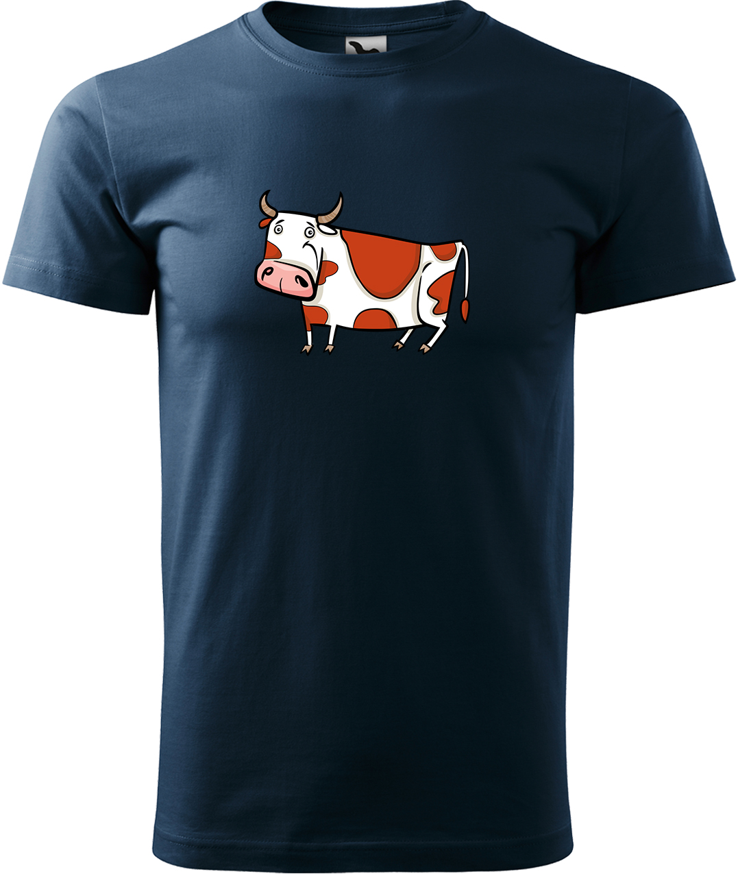 Pánské tričko s krávou - Obrázek stylizované krávy Velikost: 4XL, Barva: Námořní modrá (02), Střih: pánský